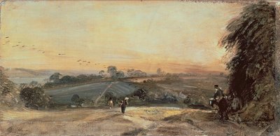 Herfstzonsondergang (schets) door John Constable
